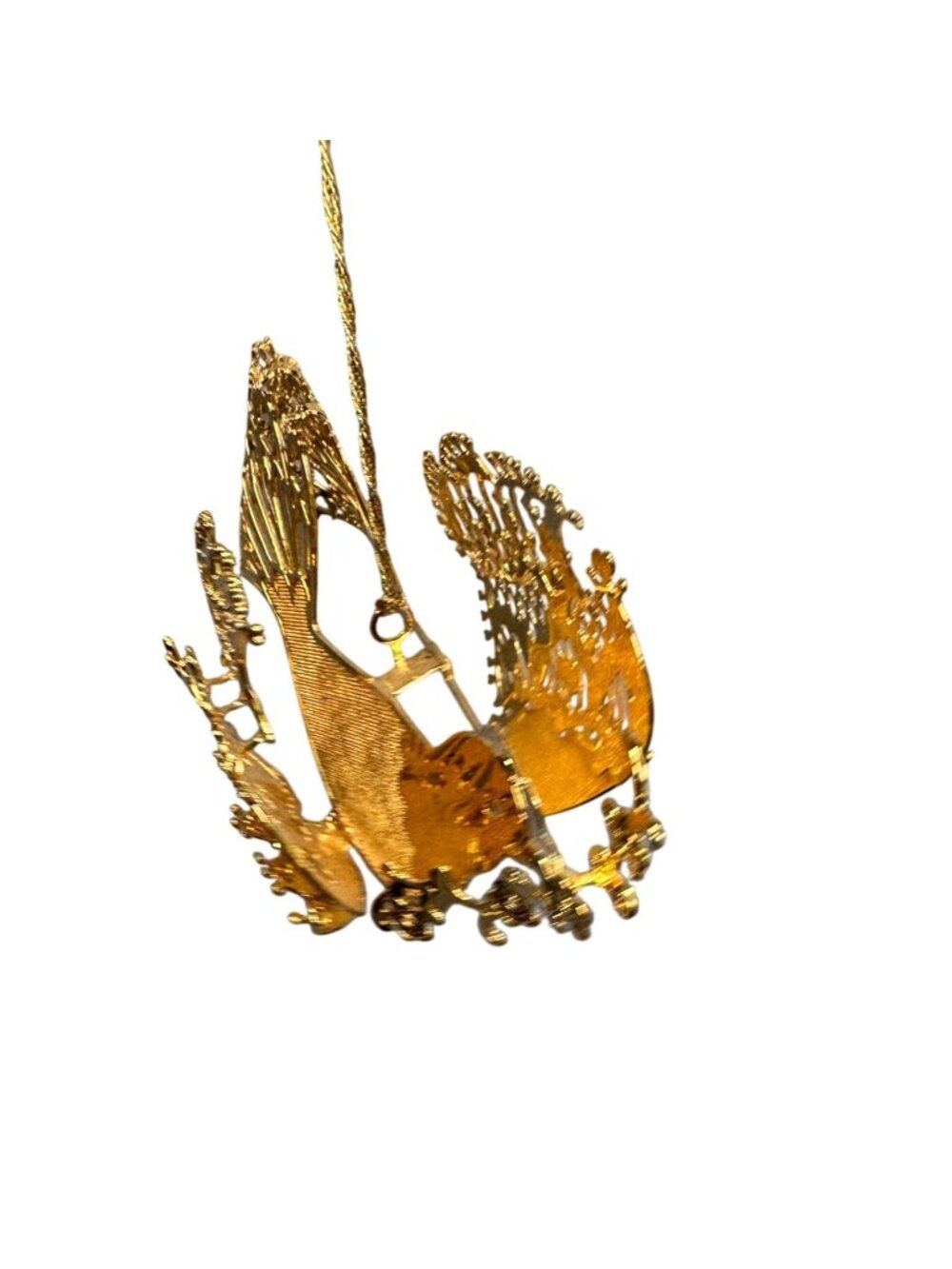 Danbury Mint Gold Tone Bird With Intricate Flowering Branch Design Ornament - Picture 5 of 7